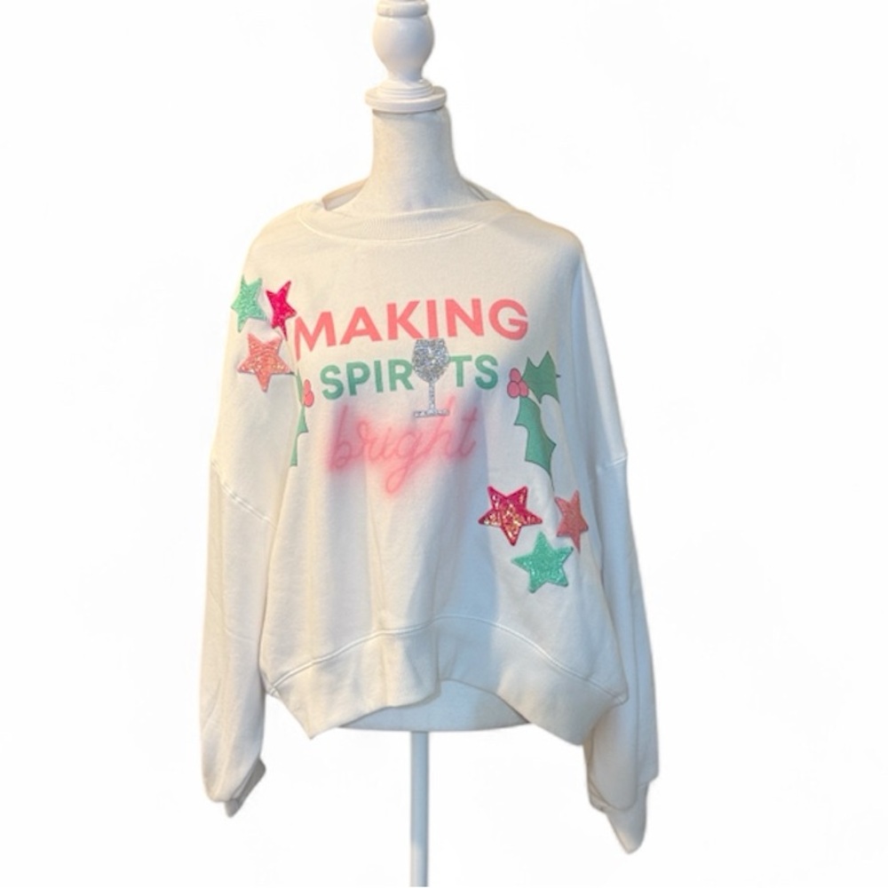 Judith March “Making Spirits Bright” Sequin Embellished Sweatshirt Womens Large